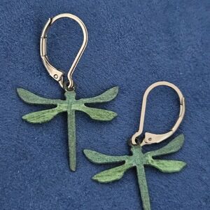 Sweet Green Dragonfly Dangle Earrings